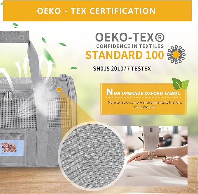 SECLATO Cat Carrier Pet Dog Carrier Airline Approved for Puppy Kitten Carriers Under 15lb, Collapsible Soft Sided TSA Approved Travel Carrier-Grey