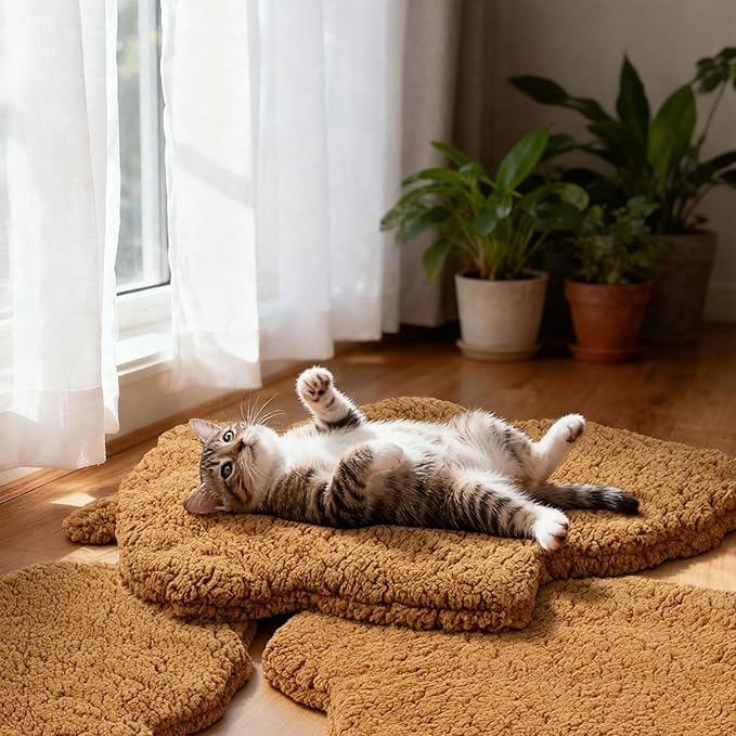 BrightRow 3 Pack Self Warming Pet Bed Leaf Shape Self Heating Cat Dog Mat Washable Thermal Sleeping Pad for Indoor Outdoor Hedgehog, Bunny, Sugar Glider, Rat, Chinchilla(Orange,Large-19 x29)