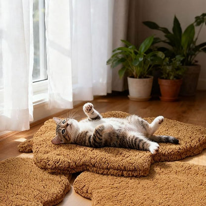 BrightRow 3 Pack Self Warming Pet Bed Leaf Shape Self Heating Cat Dog Mat Washable Thermal Sleeping Pad for Indoor Outdoor Hedgehog, Bunny, Sugar Glider, Rat, Chinchilla(Orange,Large-19 x29)