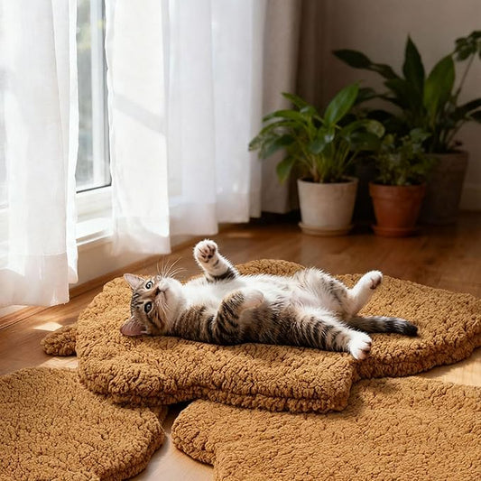 BrightRow 3 Pack Self Warming Pet Bed Leaf Shape Self Heating Cat Dog Mat Washable Thermal Sleeping Pad for Indoor Outdoor Hedgehog, Bunny, Sugar Glider, Rat, Chinchilla(Orange,Large-19 x29)