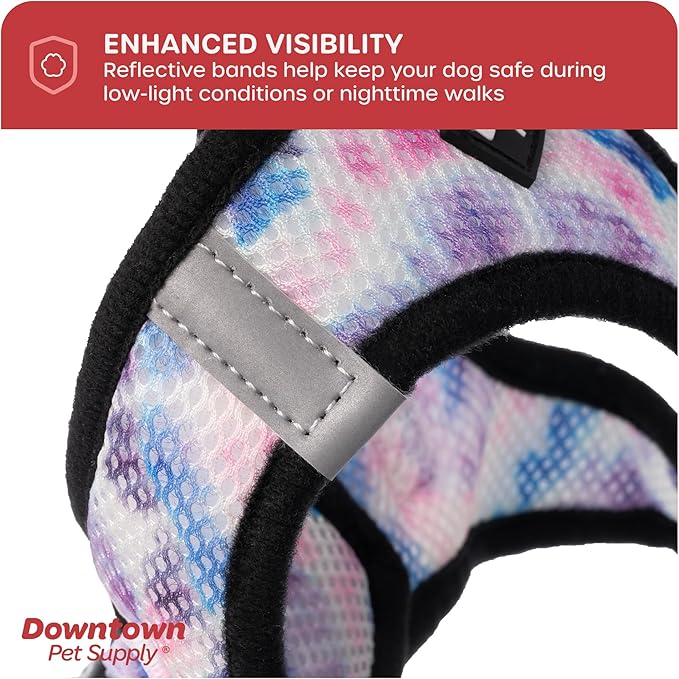 Downtown Pet Supply Step-in Dog Harness – No Pull, Adjustable Padded Mesh with Reflective Trim, Secure Buckle Strap – Comfortable & Breathable Small Dog Harness, X-Small, Tie Dye