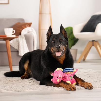 goDog Bubble Plush Dragons Squeaky Dog Toy, Chew Guard Technology - Coral, Large
