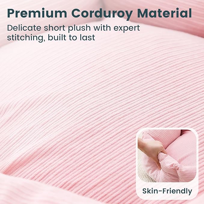 Petinstinct Cat Bed, 22 Inch Washable Corduroy Cat and Small Dog Bed with Removable Cover & Anti-Slip Bottom, Calming Comfort Pet Bed for Pets up to 15 lbs (Pink)