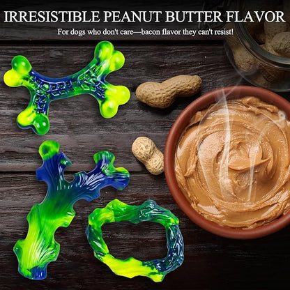 Frienhund 6-Pack Indestructible Dog Toys for Large Breed: Dog Toys for Aggressive Chewers, Durable Nylon Bone for Large Dogs, Dog, Peanut Butter Flavor