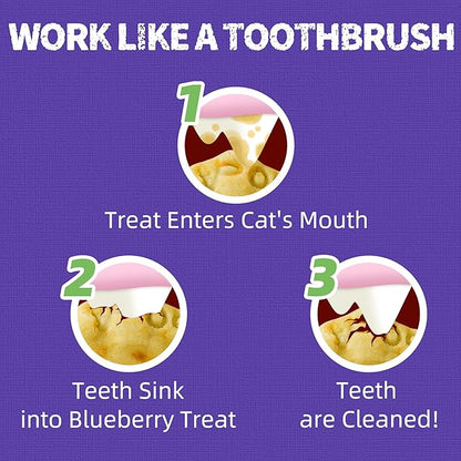 Just Try 16 OZ Blueberry Cat Treats for Indoor Cats, Gluten Free, Low-Calorie Healthy Cat Snacks, Plant-Based Fiber-Rich Natural Chicken Flavor Training Treats