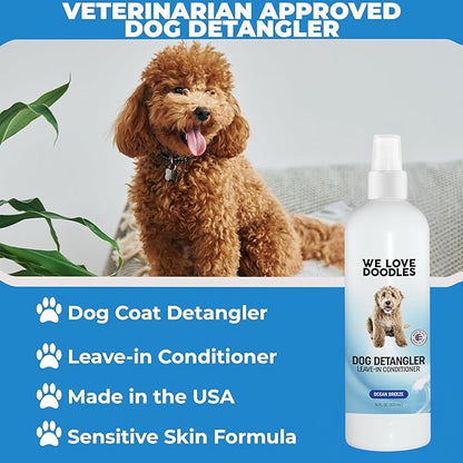 We Love Doodles Dog Detangler Spray - Leave-in Conditioner for Dogs - Dog Detangling Spray - Dematting Spray for Dogs - Tangle Remover - Made in The USA, Large 16 fl oz (Ocean Breeze)