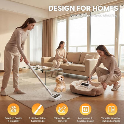 Pet Hair Remover Carpet, Rechargeable Carpet Roller, Long Handle Dog Cat Electric Hair Removal Tool for Rugs Mats