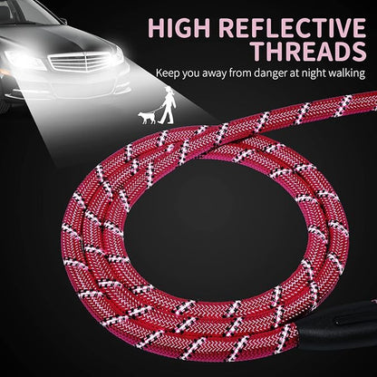 Long Dog Leash for Training 30Ft-Reflective Nylon Rope with Swivel Hook-Recall Agility Lead for Large Small Medium Dogs Outside Walking Hiking-Pink Diam 1/2"
