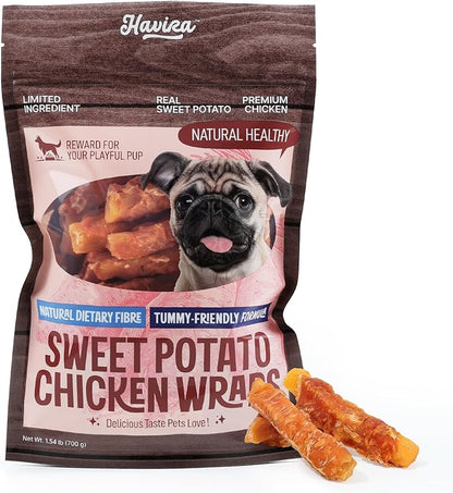 Havira 1.5 LB Value Pack Sweet Potato Dog Treats, Healthy Chicken Wrapped Dog Chews Made with Real Veggies, Easy to Digest Gentle Daily Rewards for Picky Dogs