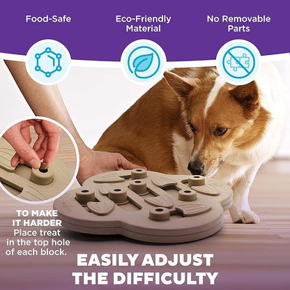 Outward Hound by Nina Ottosson Dog Hide N' Slide Treat Puzzle Enrichment Toy, Level 2 Intermediate, Tan, Composite