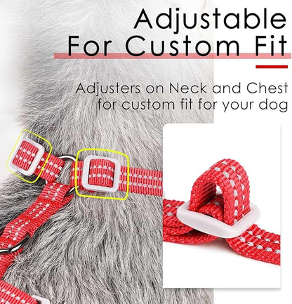 ThinkPet Reflective Breathable Soft Air Mesh No Pull Puppy Choke Free Over Head Vest Ventilation Harness for Puppy Small Medium Dogs and Cats (Red,L)