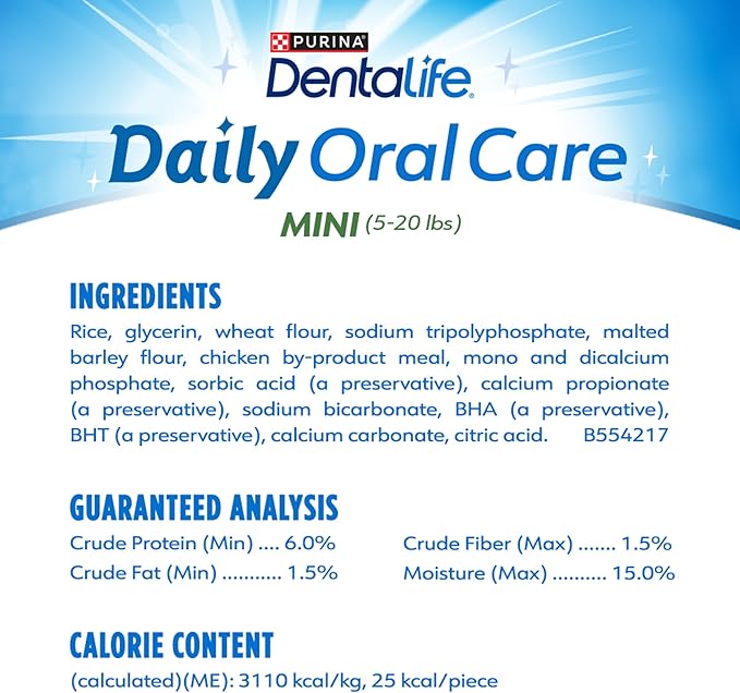 Dentalife Daily Oral Care Dog Treats for Small Dogs 5-20 lbs., Chewy Dental Treat to Freshen Breath and Fight Tartar, Chicken Flavor, 17.1 oz., 58 Chews - 58 ct. Pouch (Pack of 2)