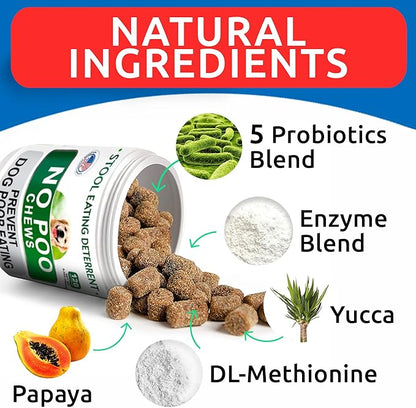 BARK&SPARK No Poo Chews for Dogs - Coprophagia & Stool Eating Deterrent with Probiotics, Digestive Enzymes & Breath Aid Support - Stop Dog Poop Eating - Made in USA - 120Ct