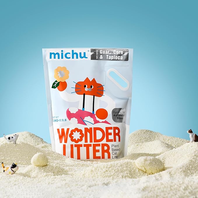 Michu Tofu Cat Litter Natural Clumping Tofu Cat Litter 5.5lb/88oz 5 Scents (Peach + Wonder Litter, 2 Pack)