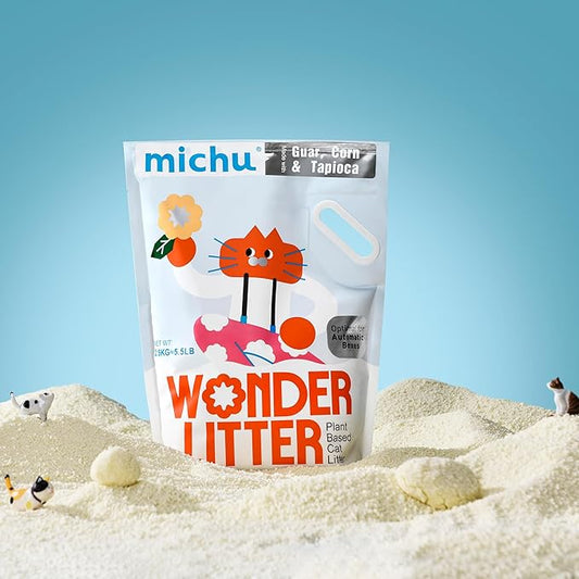 Michu Tofu Cat Litter Natural Clumping Tofu Cat Litter 5.5lb/88oz 5 Scents (Peach + Wonder Litter, 2 Pack)