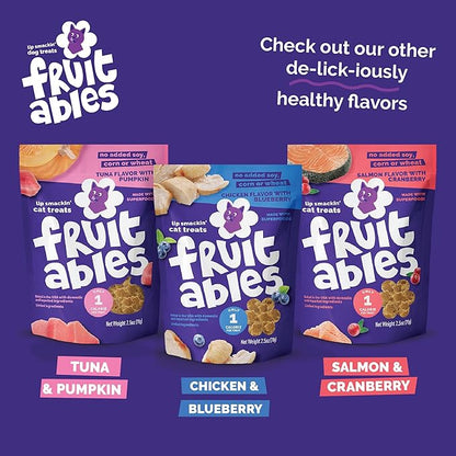 Fruitables Cat Treats, Healthy Treats For Cats, Low Calorie and Packed with Protein, Crunchy Biscuits, No Wheat, Corn or Soy, Made with Real Salmon and Cranberry, 2.5oz