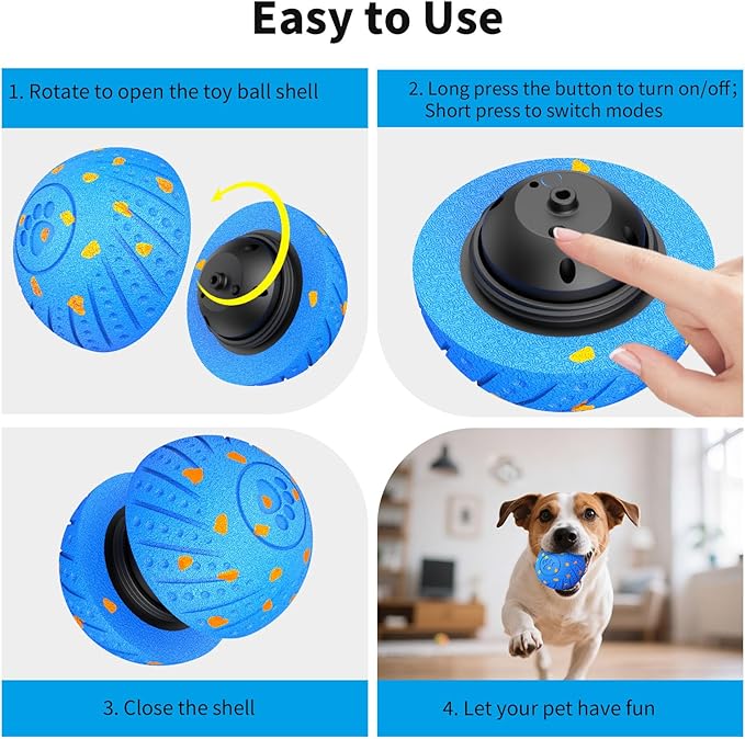 NETRCO Smart Interactive Dog Toys, Activated Moving, Bouncing, Rotating Ball for Medium/Large Dogs, 2025 E-TPU Material, Motion-Activated Dog Gift to Keep Them Busy (Orange) (Blue)