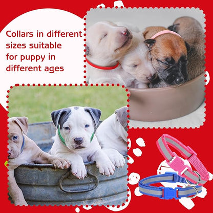GGSTDDUP 36 Pcs Reflective Puppy Collar and Leash Set, Dog Collar and Leash Adjustable Quick Release Buckle Puppy Collars for Small Medium Dogs Walking Training