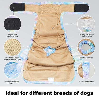 Reusable Dog Diapers Female Washable, Premium Doggie Diaper for Dogs, Pack of 3, Highly Absorbent Extra Large Dog Diaper for Heat, Incontinence and Puppy Training(XL)