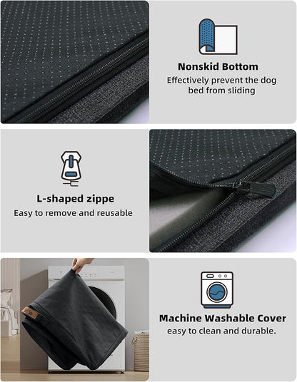 Sytopia 50 Inch Orthopedic Waterproof Dog Crate Bed for Extra Large Dogs, Removable Washable Cover, Egg Crate Foam Mat, Suitable for Dogs Up to 130 lbs, Dark Grey