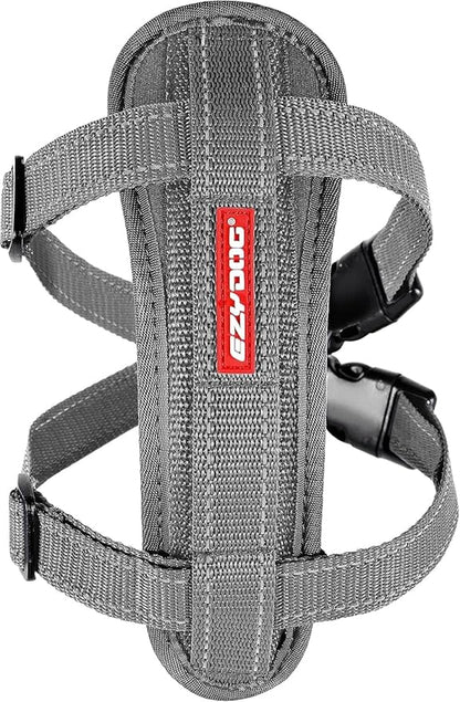 EzyDog Chest Plate No Pull Dog Harness – Escape Proof Harness with Reflective Stitching and Comfort Padding for Easy Walks, Training & Control - Car Restraint Included (Large, Gray)
