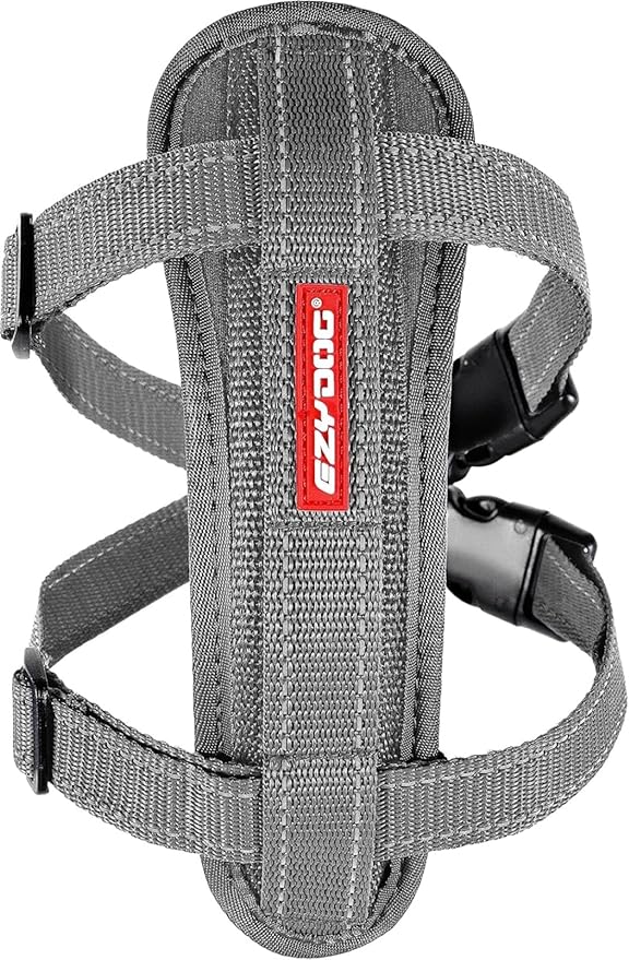 EzyDog Chest Plate No Pull Dog Harness – Escape Proof Harness with Reflective Stitching and Comfort Padding for Easy Walks, Training & Control - Car Restraint Included (X-Small, Gray)