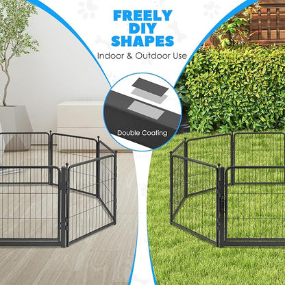 FreePet Dog Playpen for Indoor, Yard, RV Camping, 24 inch 8 Panels for Small and Puppy Dogs, Black│Patented (Black, 24 inch, 8 Panels)
