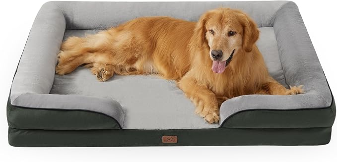 Bedsure XXL Orthopedic Dog Bed for Extra Large Dogs - Waterproof Giant Dog Cat Bed, Comfort Dogs Couch Sofa with Washable Removable Cover, Pet Bed with Nonskid Bottom, Boreal Canopy Green, 52"