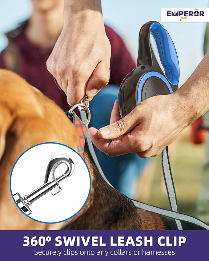 Emperor Pets 16 Feet Retractable Dog Leash Large Dogs - Up to 110lbs, Heavy Duty Leash Retractable 26 ft, Dog Leashes for Large Breed Dogs -BL16