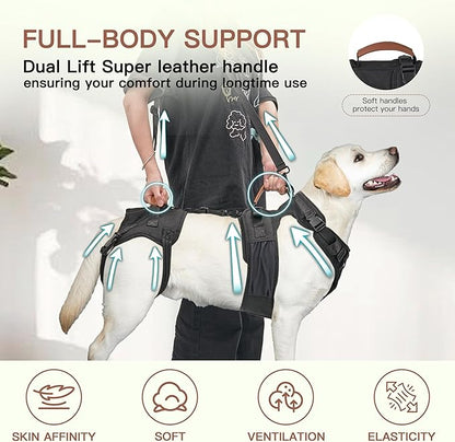 Dog Lift Harness, Full Body Dog Harness with Handle for Lifting, Front/Back Leg Support, Prevent Chafing Pee-Able Design, 2-in-1 Detachable Dog Assist Harness for Senior Disabled Dogs Up to 40lb