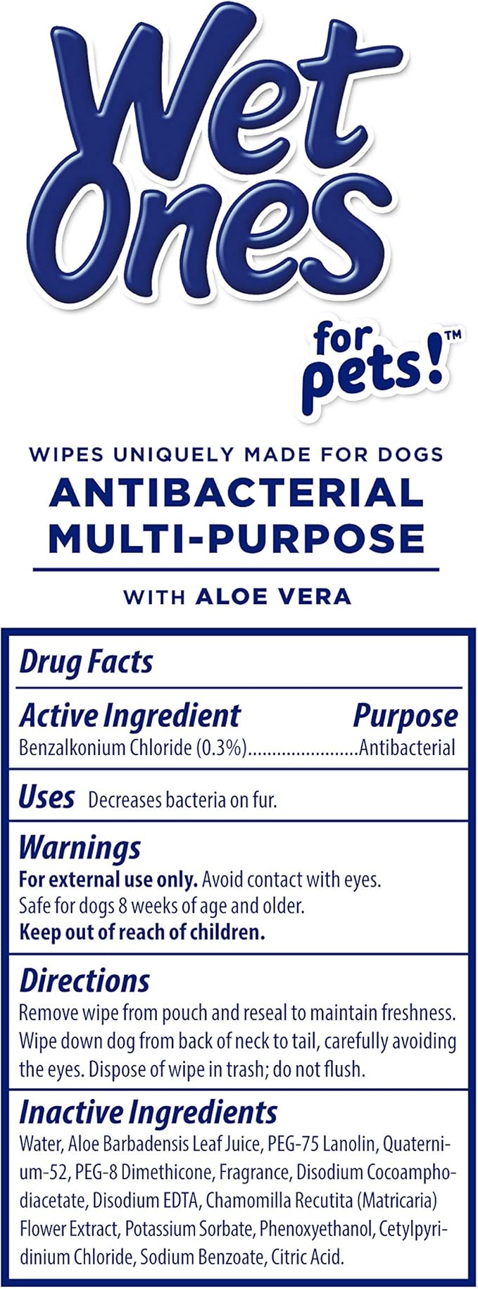 Wet Ones for Pets Multipurpose Dog Wipes with Aloe Vera, Tropical Splash Scent - Pet Bathing Wipes in Canister for Dog Paws & All Over Use, 50 Count - 12 Pack