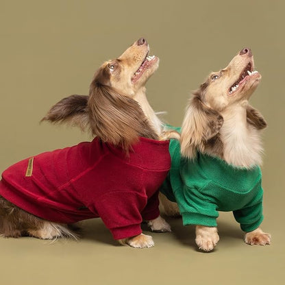 Fitwarm 3 Pack Classic Fleece Dog Sweater, Christmas Dog Winter Clothes for Small Dogs Boy Girl, Holiday Pet Apparel, Burgundy Red, Green, Navy Blue, XXL