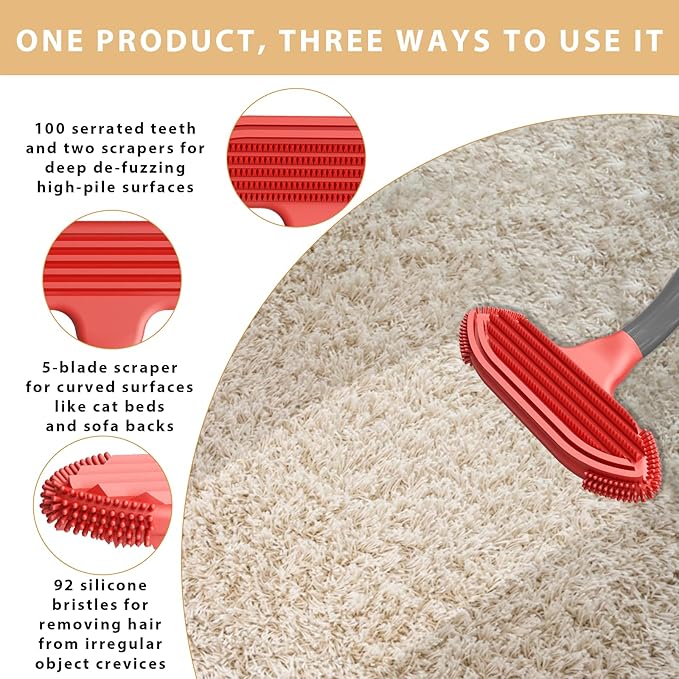 Pet Hair Removal Tool for Dog and Cat,Pet Hair Remover Removes Fur and Lint from Couch,Carpet,Cat Tree Tower Bed,Car Interiors,Rug,Mat,Coat,and Various Furniture,Silicone Material,Reusable,2 Pack