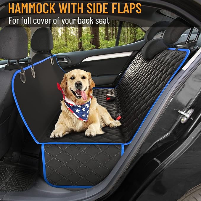 Active Pets Blue XL Dog Car Hammock Back Seat Cover, Waterproof Backseat Cover Protector for Truck Bench Rear of Sedans or SUVs, Essential Pet Supplies Vacuum or Wipe Clean, Machine Washable