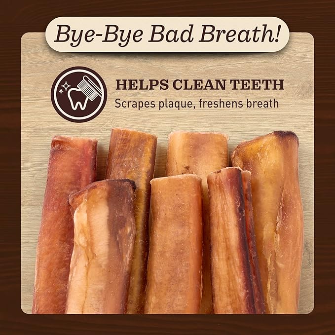Pet Odor-Free Extra Thick Jumbo Bully Sticks for Large Dogs (6", 10 Pack) – All-Natural, Long-Lasting Dog Chews Made from 100% Grass-Fed Beef, High-Protein & Grain-Free.