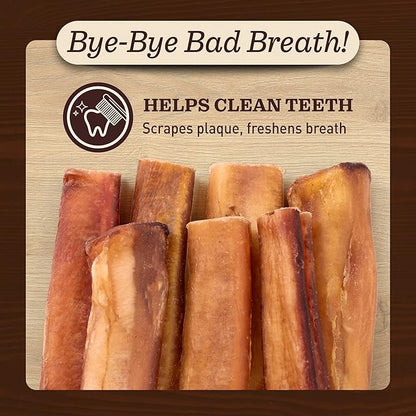 Pet Odor-Free Extra Thick Jumbo Bully Sticks for Large Dogs (6", 10 Pack) – All-Natural, Long-Lasting Dog Chews Made from 100% Grass-Fed Beef, High-Protein & Grain-Free.