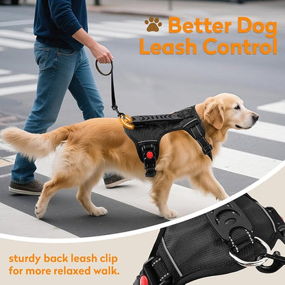 No Pull Dog Harness with 2 Leash Clips, Reflective Adjustable Soft Padded Vest with Handle, Breathable Oxford No Choke Pet Vest for Small Dogs, Black,S