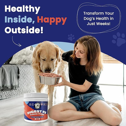 Probiotics for Dogs – Digestive Enzymes, Supports Gut Health, Vet-Formulated Prebiotics & Probiotics, for Immune Support, Diarrhea, Gas, Itching & Seasonal Allergies, Made in USA, 120 Scoops