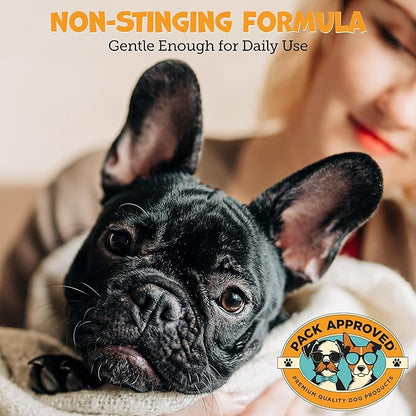 Pack Approved Advanced Ear Wipes for Dogs & Cats with Aloe Vera - Gentle, Non-Irritating Ear Cleaner for Cats and Dogs - Helps Deodorize and Remove Ear Wax - Cucumber Melon Scent (100 Wipes)