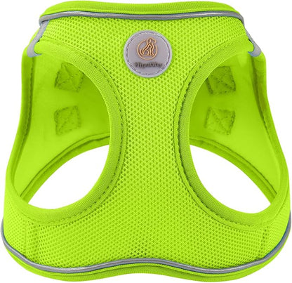 Hipubby Dog Harness and Leash Set, No Pull Soft Mesh Puppy Harness for Small Medium Dogs, Cats - Step in Reflective Breathable Lightweight Vest Harness for Walking, Training - Bright Green, S