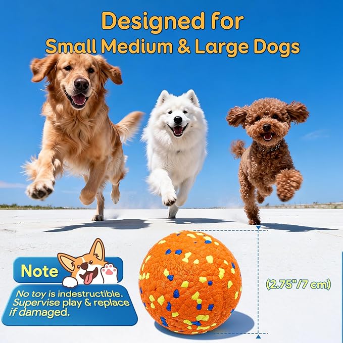 Kimee Dog Balls, Indestructible Tennis Balls for Aggressive Chewers, ETPU High-Bounce Floating Fetch Toys for Small & Medium Large Puppies, 4 Pack 2.75''