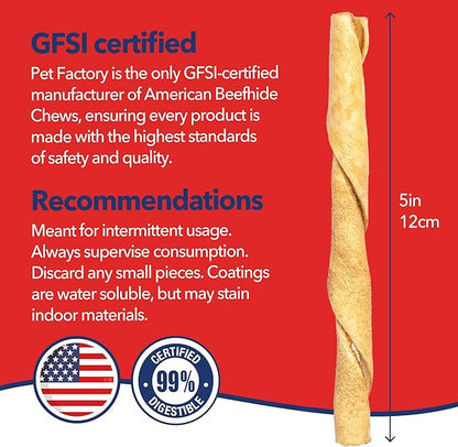 Pet Factory American Beefhide 5" Twist Sticks Dog Chew Treats - Chicken Flavor, 1 lb
