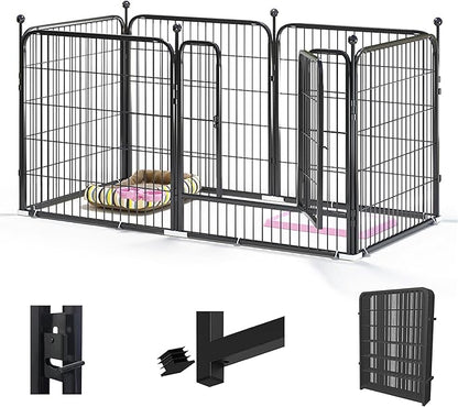 FOUWICK Dog Playpen Designed for Puppies/Small Dogs, Expandable Dog Pen for Indoor, 24 inch 8 Panels.Perfect Dog Pen for Camping, Yard, RV, Garden Fence, Black