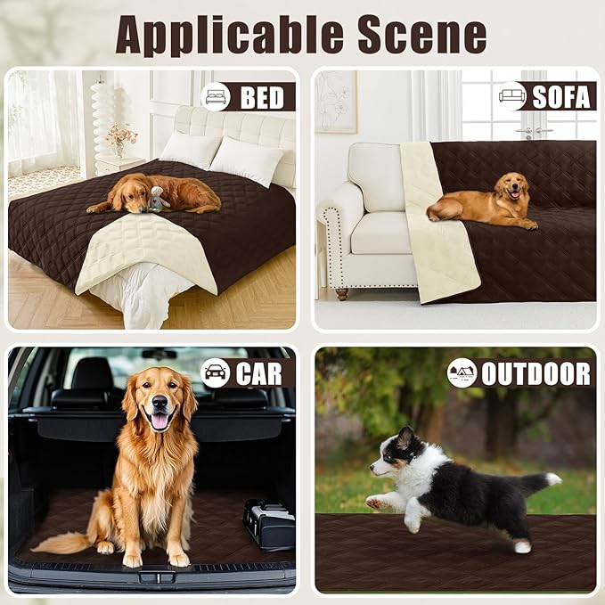 Smiry Waterproof Dog Bed Cover Blanket 52x82, Soft Reversible Pet Blanket, Washable Leakproof Cats Dogs Couch Cover for Sofa, Couch, Furniture, Lattice, Chocolate/Beige