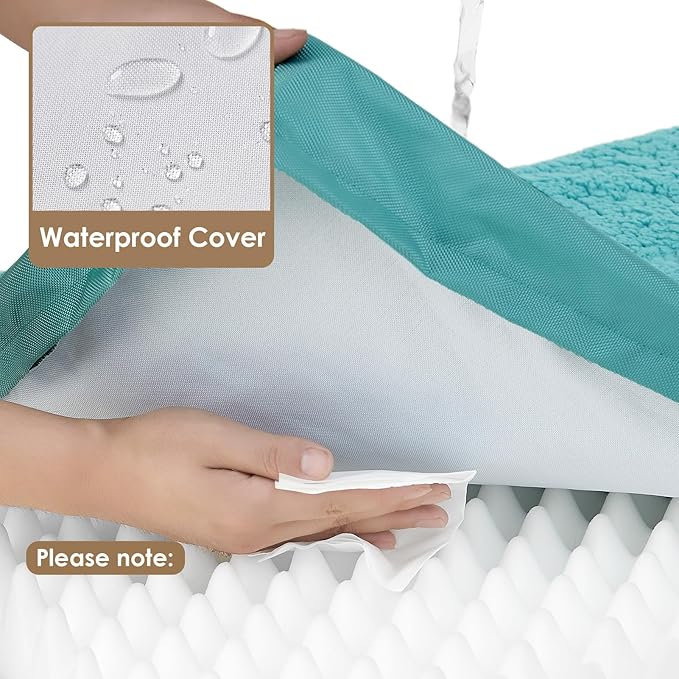 EHEYCIGA Orthopedic Dog Beds for Large Dogs with Removable Washable Cover, Turquoise Blue, 36x27