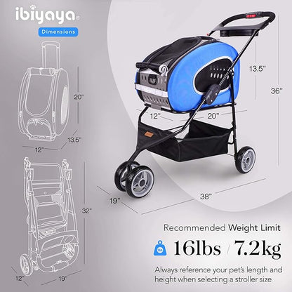 5-in-1 Pet Carrier with Backpack, Pet Carrier Stroller, Shoulder Strap, Carriers with Wheels for Dogs and Cats - Blue