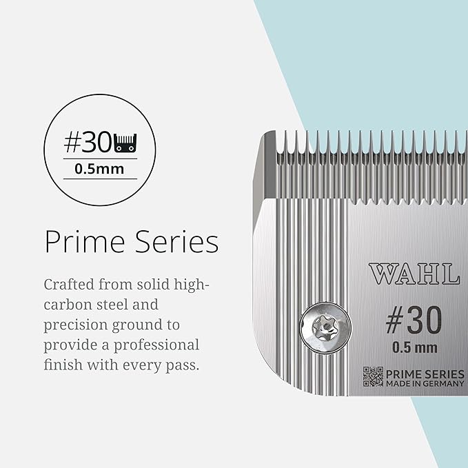 Wahl Pro Animal Prime Series Blades - Professional Fine Tooth Pet Clipper for Horse, Cat & Dog Grooming - Made from High-Carbon Steel - #30, 0.5mm