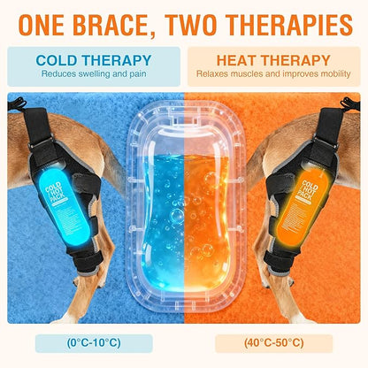 Dog ACL Brace Hind Leg – Breathable Adjustable Rear Leg Brace with Hot/Cold Compress Gel Pack for Arthritis, Swelling & Joint Pain Relief, Left Leg, Size M