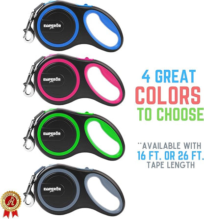 Emperor Pets 26 ft Retractable Dog Leash Large Dogs - Up to 110lbs, Heavy Duty Leash Retractable 26 ft, Dog Leashes for Large Breed Dogs -BL26