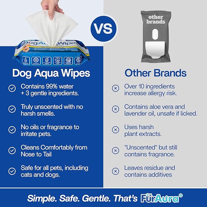 99% Water Dog Wipes, Extra Large 8x8 Puppy Wipes for Sensitive Skin – Hypoallergenic Pet Wipes for Grooming Tear Stain, Face, Ears, Eyes Paws & Butt – Alcohol Free, Biodegradable, Unscented 400 Count